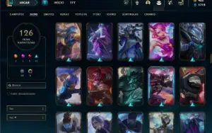 Unranked com 150 Champs e 126 Skins + 10 espolios