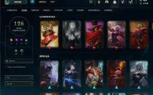 Unranked com 150 Champs e 126 Skins + 10 espolios