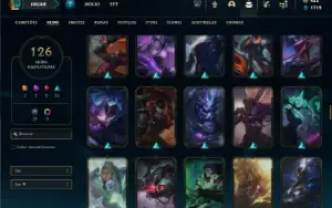 Unranked com 150 Champs e 126 Skins + 10 espolios