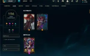 Unranked com 150 Champs e 126 Skins + 10 espolios