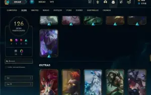 Unranked com 150 Champs e 126 Skins + 10 espolios