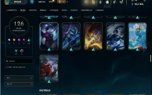 Unranked com TODOS os champs e 126 Skins ( ADC / SUP / JG )