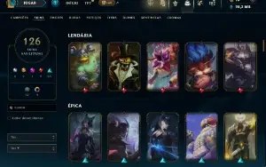 Unranked com TODOS os champs e 126 Skins ( ADC / SUP / JG )