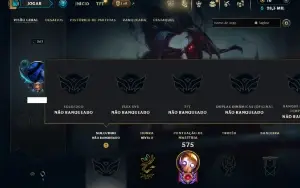 Unranked com TODOS os champs e 126 Skins ( ADC / SUP / JG )