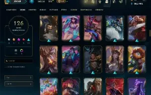 Unranked com TODOS os champs e 126 Skins ( ADC / SUP / JG )