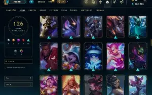Unranked com TODOS os champs e 126 Skins ( ADC / SUP / JG )