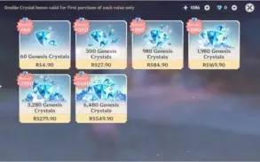 Conta genshin AR 46 5 char 5 estrelas / 2 armas 5 estrelas