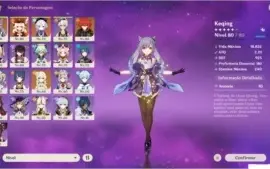 Conta Genshin Impact AR52 4 Personagens 5 Estrelas