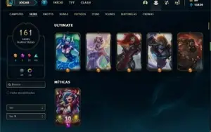 Conta ouro 4 com 130 Champs e 161 Skins + 5 Ultimates