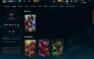 Diamante 3 com 100 Champs e 27 Skins