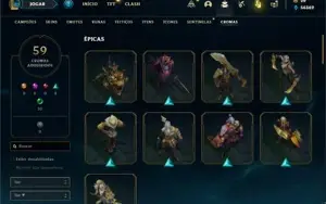 Conta prata 4 com TODOS os champ e 453 Skins (10 Prestigios)