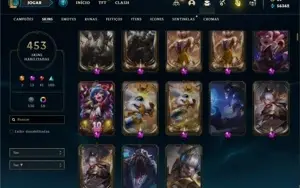 Conta prata 4 com TODOS os champ e 453 Skins (10 Prestigios)