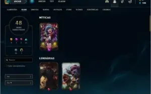 Conta diamante 1 com 48 skins, 76 champs e 1000 RP