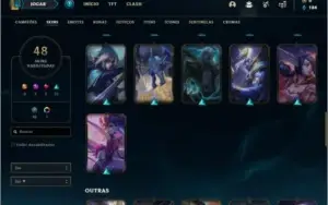 Conta diamante 1 com 48 skins, 76 champs e 1000 RP
