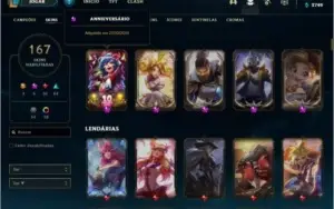 Conta Lol D1, skins prestígios, 139 champs