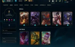 Unranked com 45 Champs e 8 Skins
