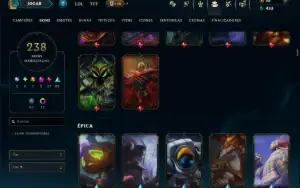Unranked com TODOS os Champs e 238 Skins ( ADC / SUP )