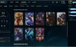 Conta LVL 77 com 50 campeões-25 skin, 7k EA e 476 RP SEM ELO