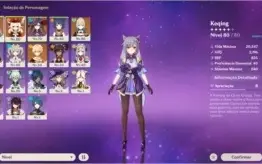 4 5*Keqing+Klee+Mona+Jean AR46 FALCÃO 5* ESPADA CELESTIAL 5*
