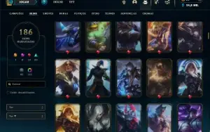 Platina 2 com TODOS os champs e 186 Skins + 7 Prestigios
