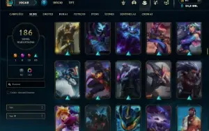 Platina 2 com TODOS os champs e 186 Skins + 7 Prestigios