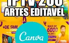 Super Pack 200 banner iptv editável no canva