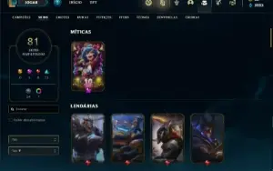 Conta Unranked com 115 Champs e 81 Skins ( MAIN TOP )