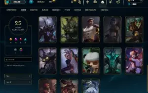 Ouro 1 com 70 Champs e 25 Skins +1 Fragmento