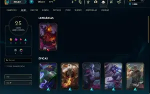 Ouro 1 com 70 Champs e 25 Skins +1 Fragmento