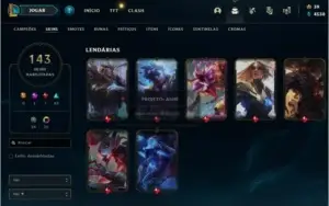 Conta de LoL Gold 3, Todos os Champs e 143 skins (Nv 396)