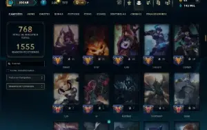 Bronze 4 com TODOS os Champs e 489 Skins ( ADC / SUP / TOP )