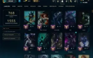 Bronze 4 com TODOS os Champs e 489 Skins ( ADC / SUP / TOP )