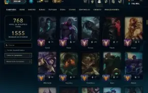 Bronze 4 com TODOS os Champs e 489 Skins ( ADC / SUP / TOP )