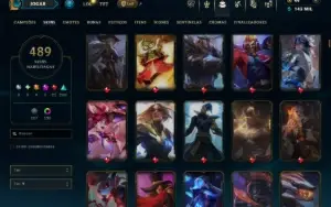 Bronze 4 com TODOS os Champs e 489 Skins ( ADC / SUP / TOP )
