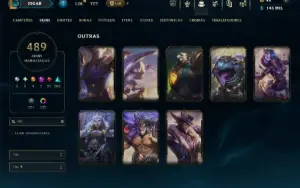 Bronze 4 com TODOS os Champs e 489 Skins ( ADC / SUP / TOP )