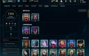 Conta Platina 4 com TODOS os champs e 141 Skins + 50 Espolio