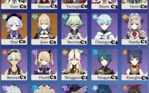 AR 54 (VENTI/XIAO/CHILDE/JEAN/QIQI/SKYWARD HARP/Túmulo Lobo)