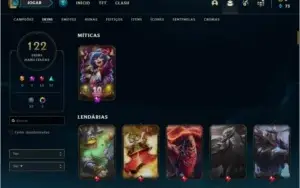 Conta prata 4 com 122 skins e 87 champs