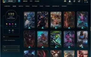 Conta prata 4 com 122 skins e 87 champs