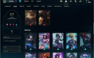 Conta ouro 3 com 37 skins e 73 champs