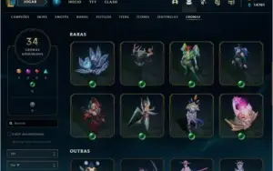 Conta LoL Todos campeões, Elo Gold,341 Skins, Todos Eternos!