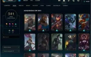Conta LoL Todos campeões, Elo Gold,341 Skins, Todos Eternos!