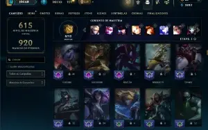 Unranked com TODOS os champs e 321 Skins ( Nivel 485 )