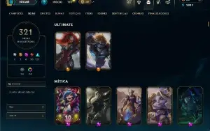 Unranked com TODOS os champs e 321 Skins ( Nivel 485 )