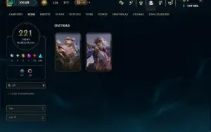Ouro 2 com TODOS os Champs e 221 Skins ( MID / ADC / JG )