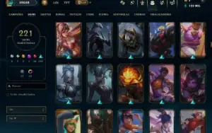 Ouro 2 com TODOS os Champs e 221 Skins ( MID / ADC / JG )