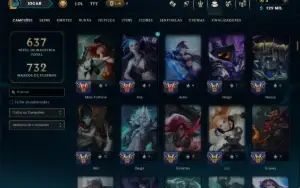 Ouro 2 com TODOS os Champs e 221 Skins ( MID / ADC / JG )