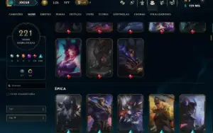 Ouro 2 com TODOS os Champs e 221 Skins ( MID / ADC / JG )