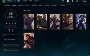 Conta Unranked com 105 Champs e 85 Skins + 6 Vitoriosas