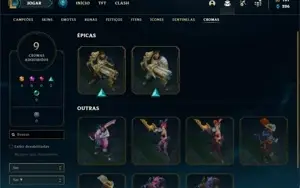 Conta Unranked com 105 Champs e 85 Skins + 6 Vitoriosas